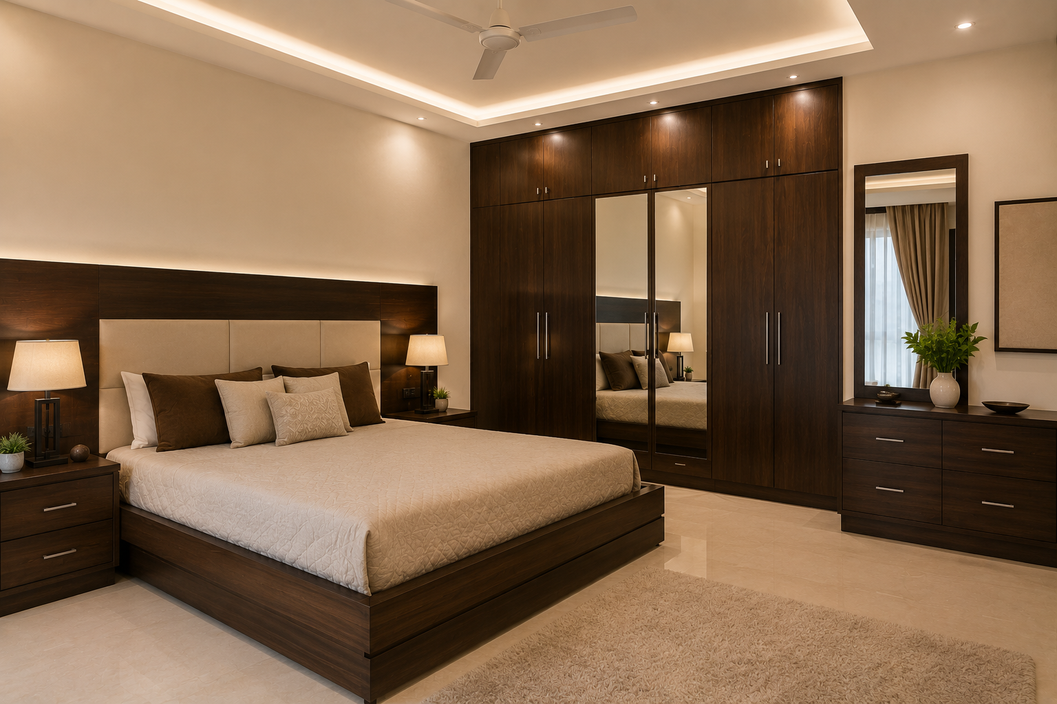 Villa bedroom wardrobe furniture in Gurgaon